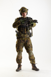 Whole Body Weapons-Rifle Man Pose with machine rifle White Army Athletic Studio photo references